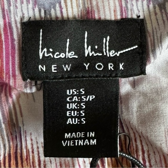 Nicole Miller New York Ikat Purple Flowy Boho Maxi Dress Size S NWT Sleeveless - Picture 7 of 8